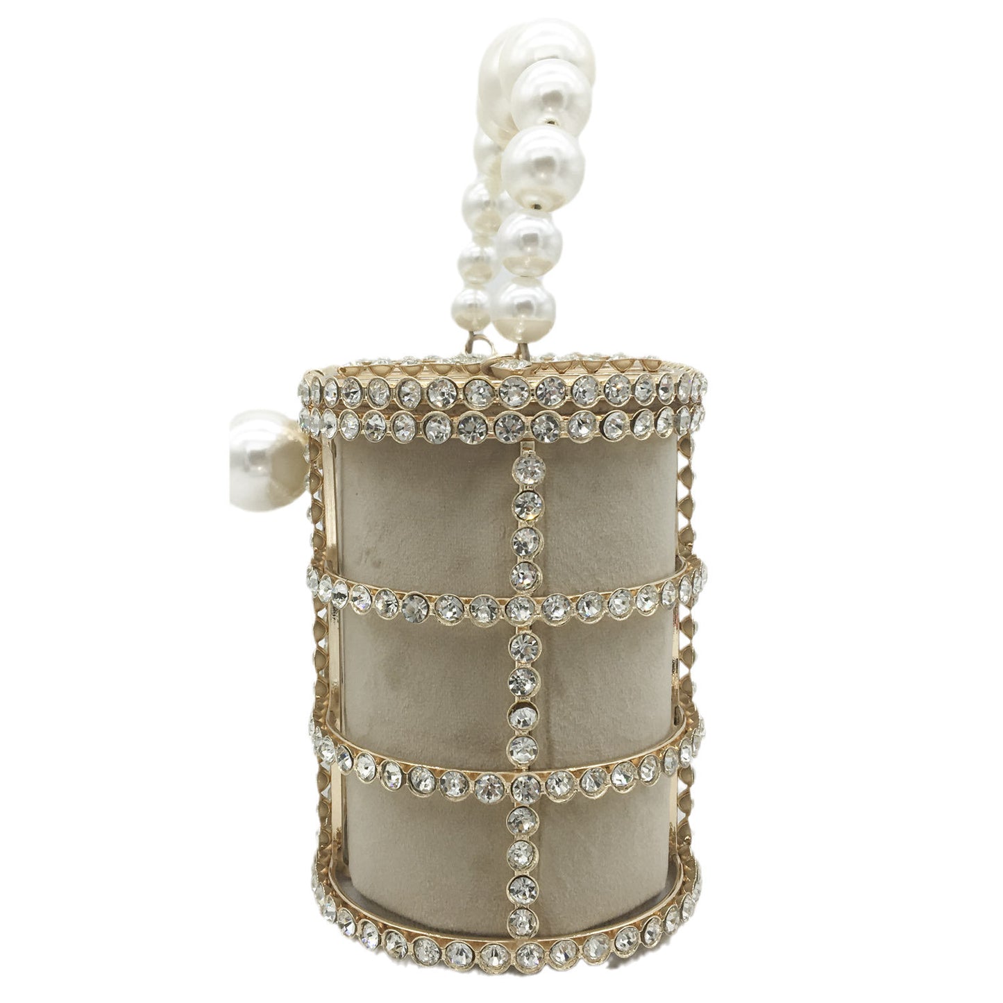 Women's Metal Pearl Diamond Chain Pig Cage Handbags