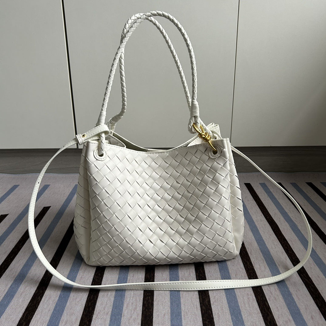 Women's Large Parachute Leather Woven Portable Vegetable Crossbody Bags