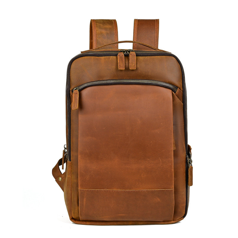 Men's Crazy Horse Leather Retro Business Large Backpacks