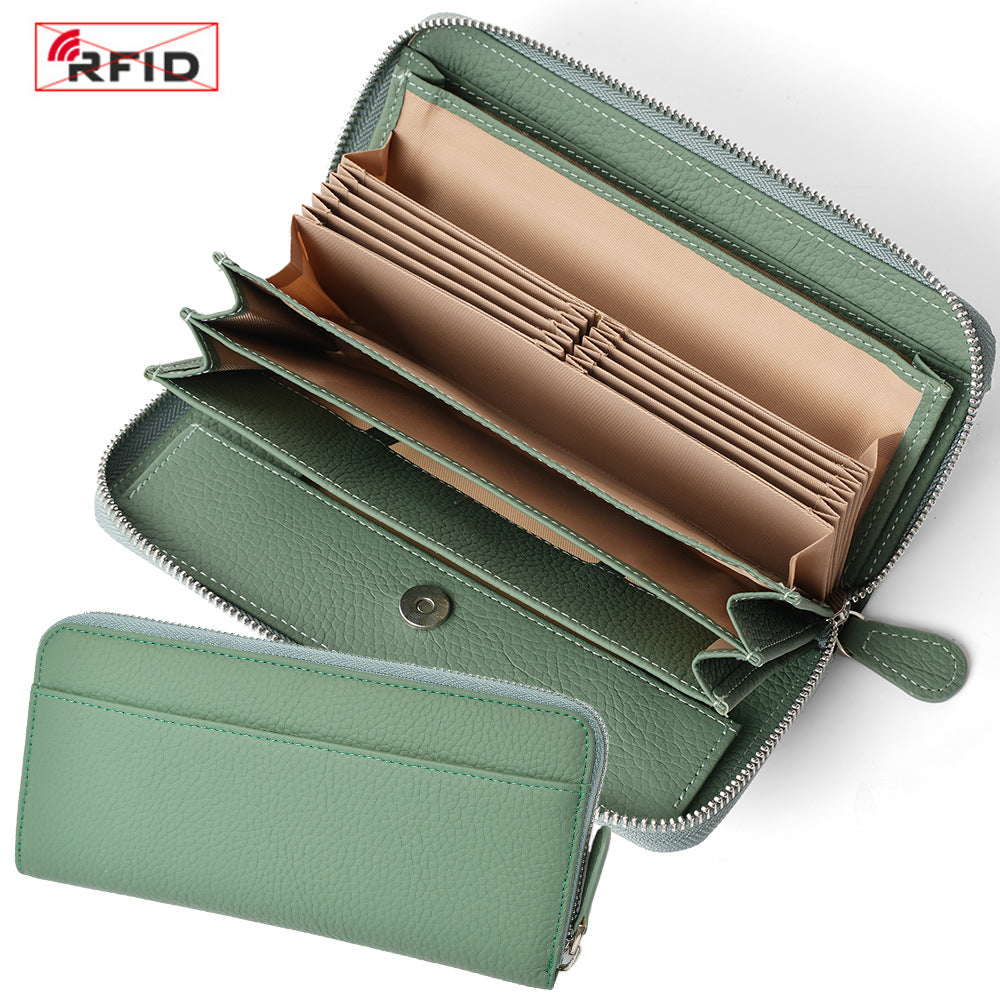 Women's Long Genuine Leather Multiple Slots Large Ladies Wallets