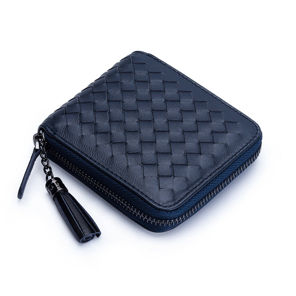 Women's Short Sheepskin Zipper Classic Genuine Leather Ladies Wallets