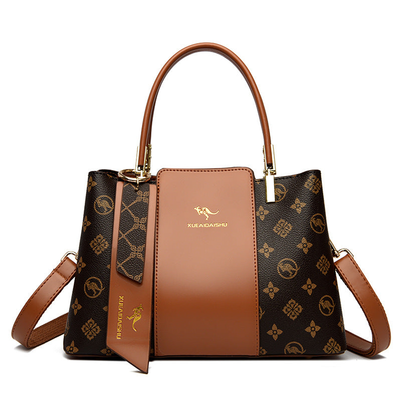 Women's Snow Love Kangaroo Winter Soft Leather Stitching Handbags
