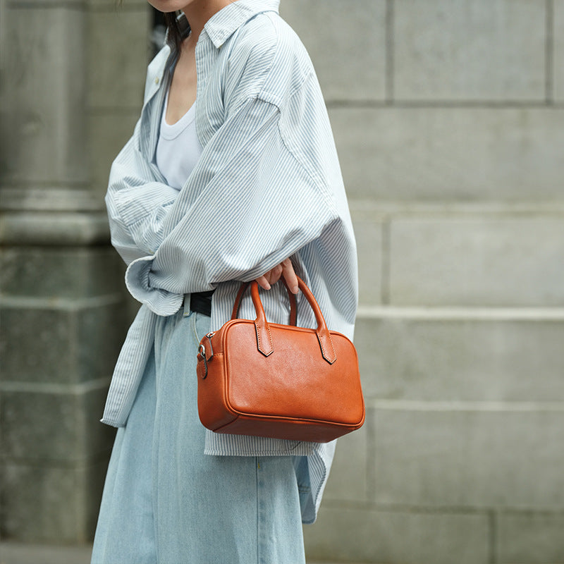 Wide Narrow Top Layer Vegetable Tanning Leather Handbags