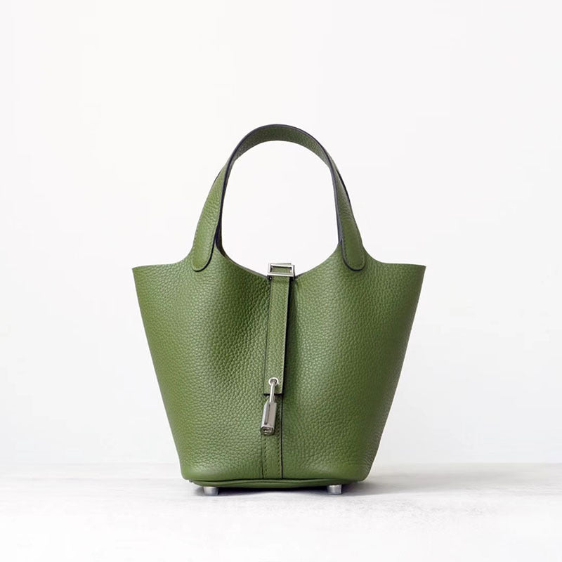 Wax Line Vegetable Basket Imported Cowhide Handbags