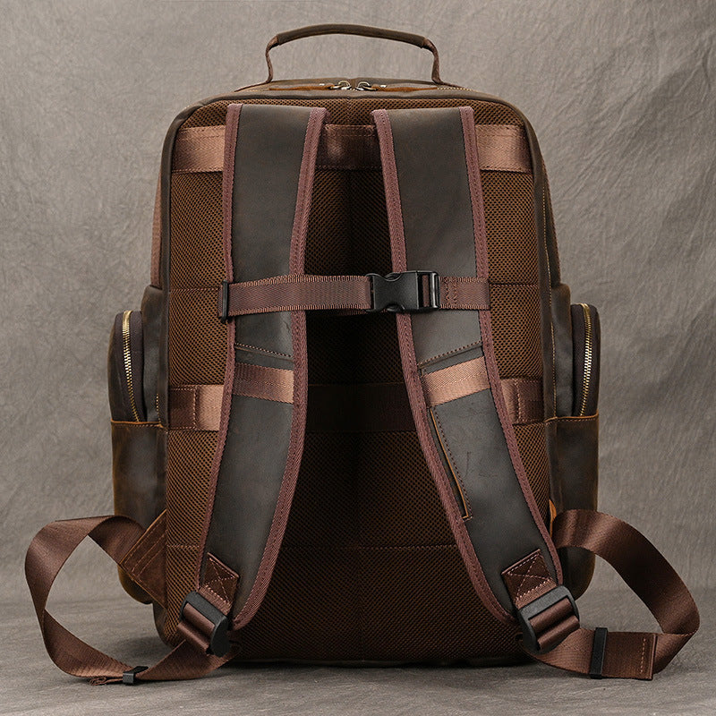 Men's Crazy Horse Leather Large Capacity Vintage Backpacks