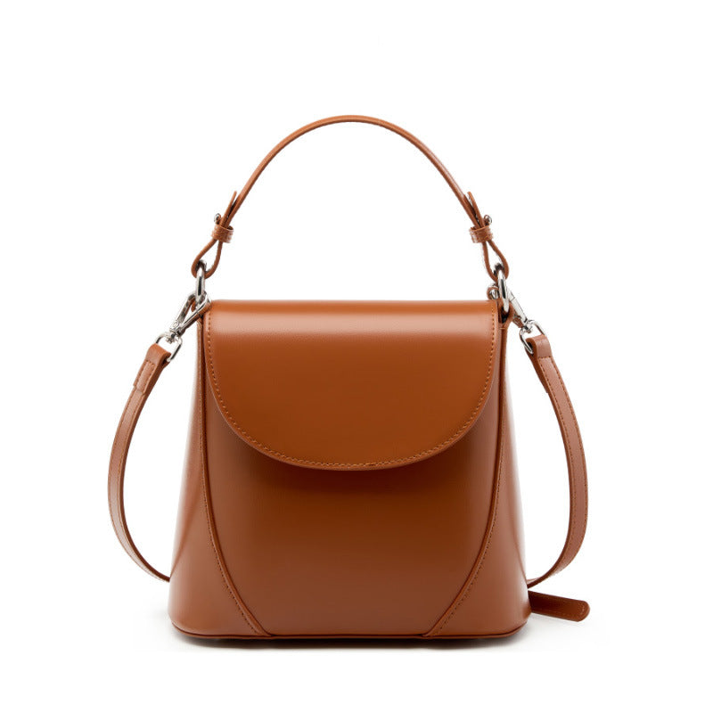 Women's Design Genuine Leather Simple Round High-grade Crossbody Bags