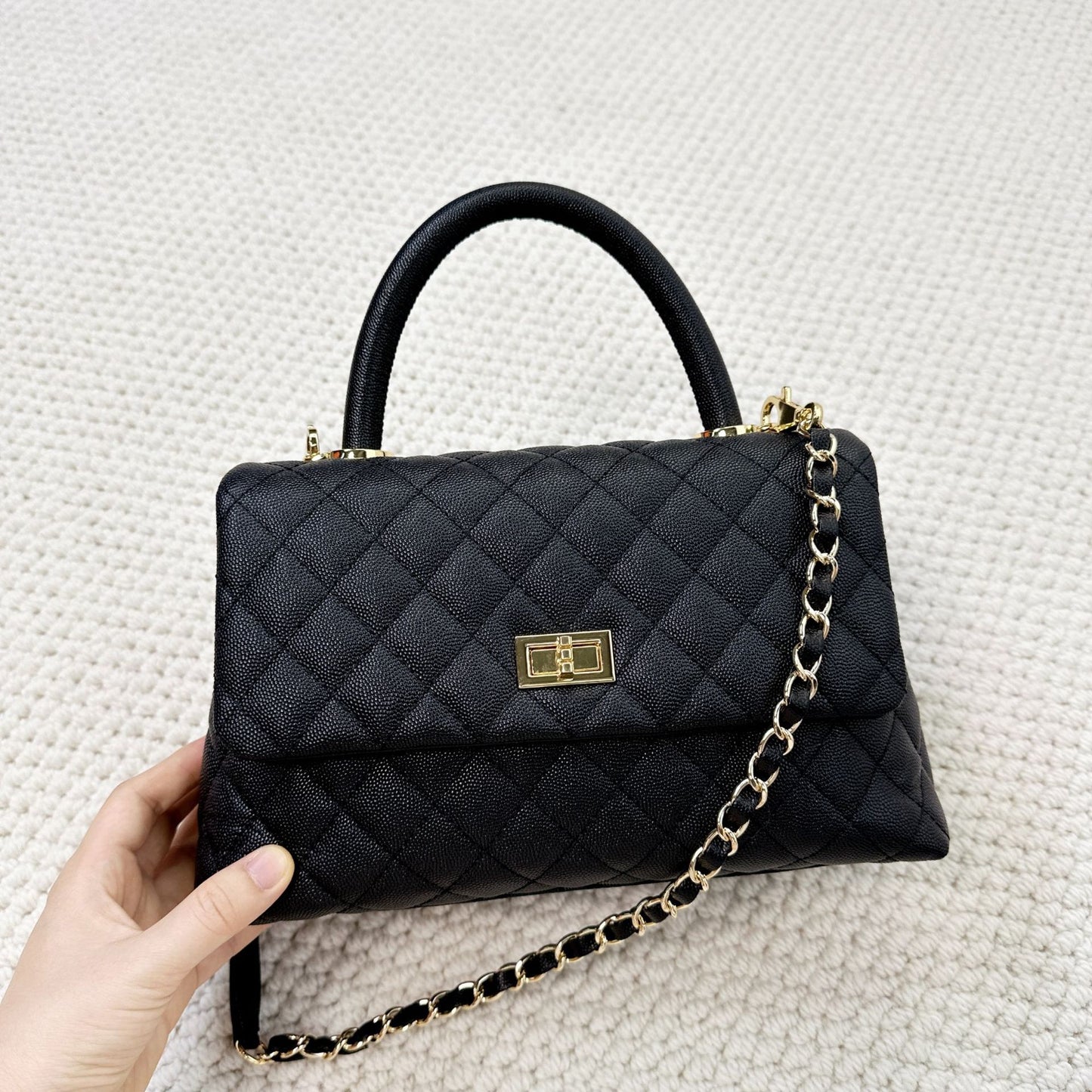 Women's High-grade Genuine Leather Classic Style Caviar Diamond Bags