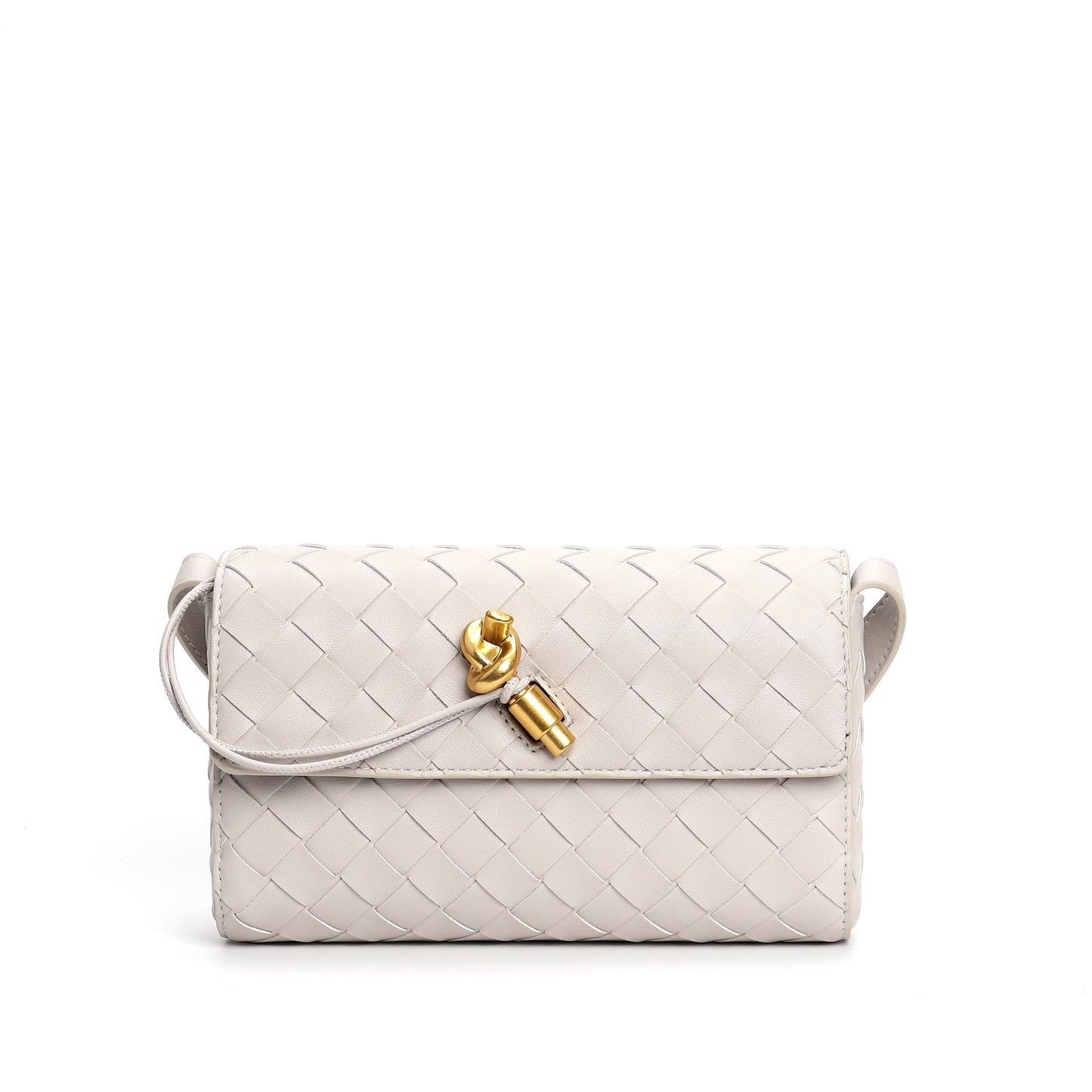 Woven Cowhide Golden Classic Style Rhombus Crossbody Bags