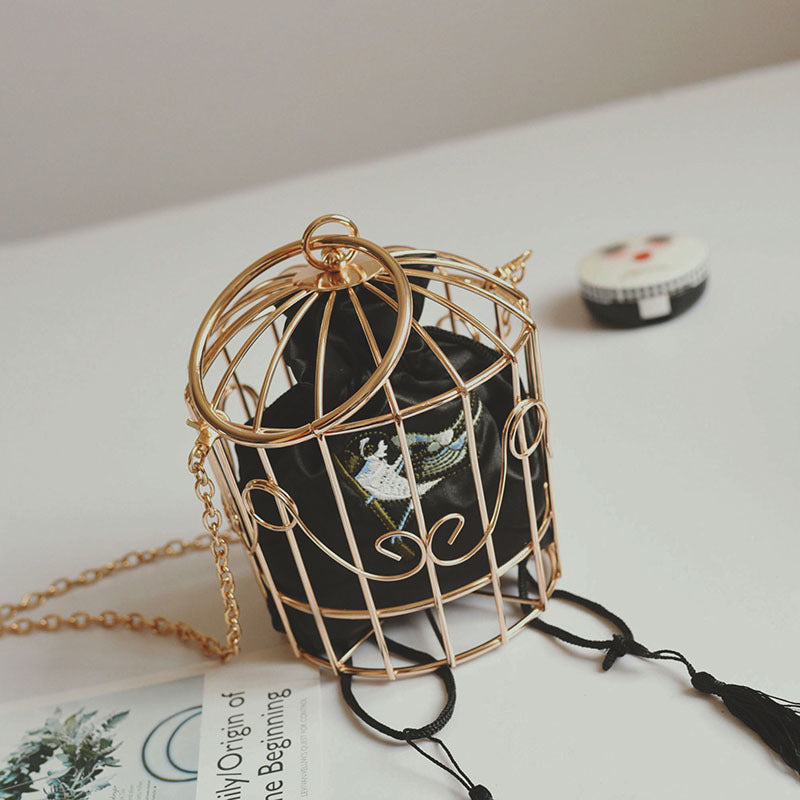 Women's Hollow Iron Bird Cage Western Style Crossbody Bags