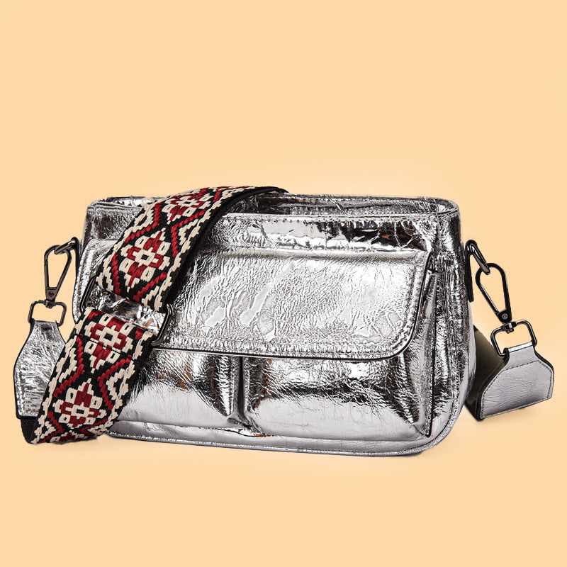 Women's Genuine Leather Burst Crack Cowhide Fashion Crossbody Bags