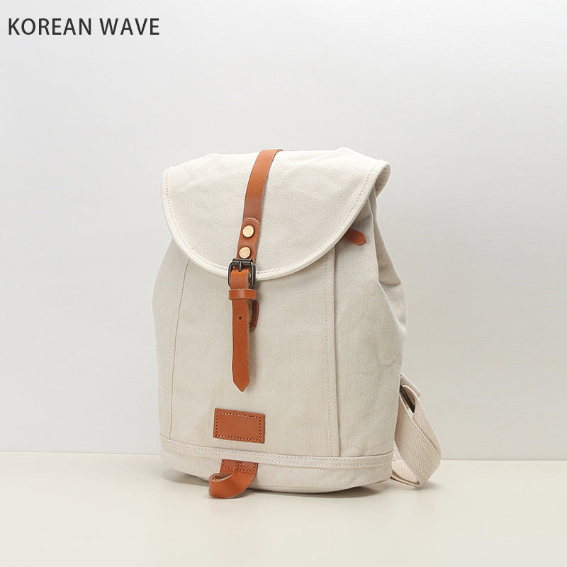 Women's & Men's & Canvas Leather For Solid Color Backpacks