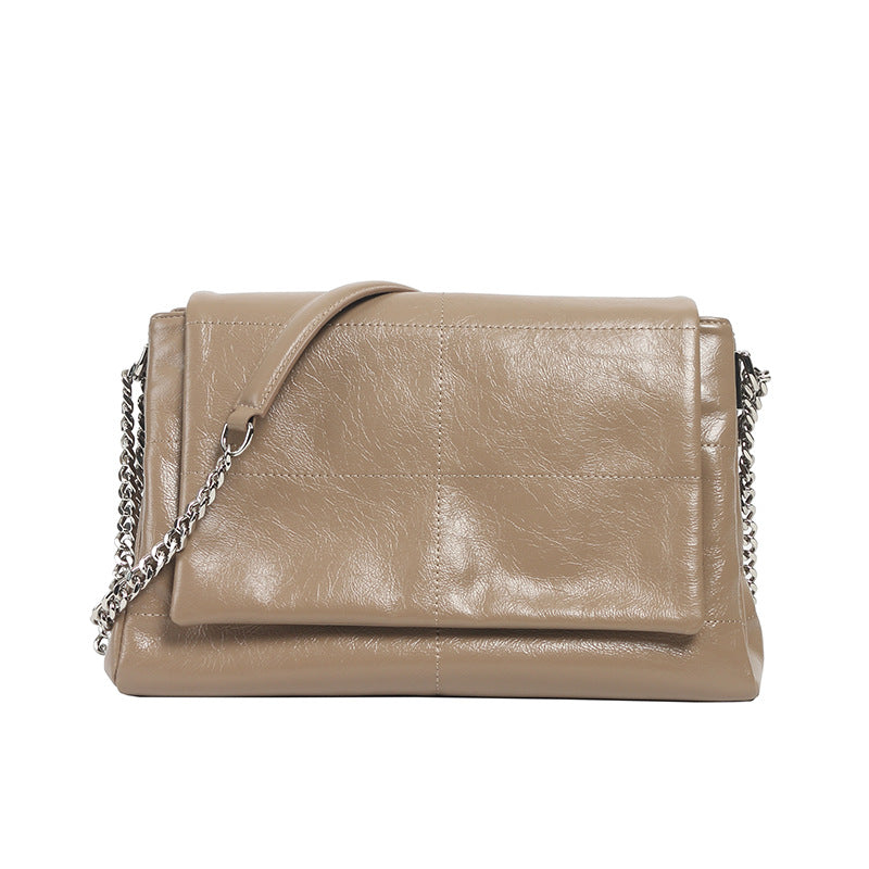 Women's Leather Made Korean Chain Simple Fashion Underarm Large Shoulder Bags