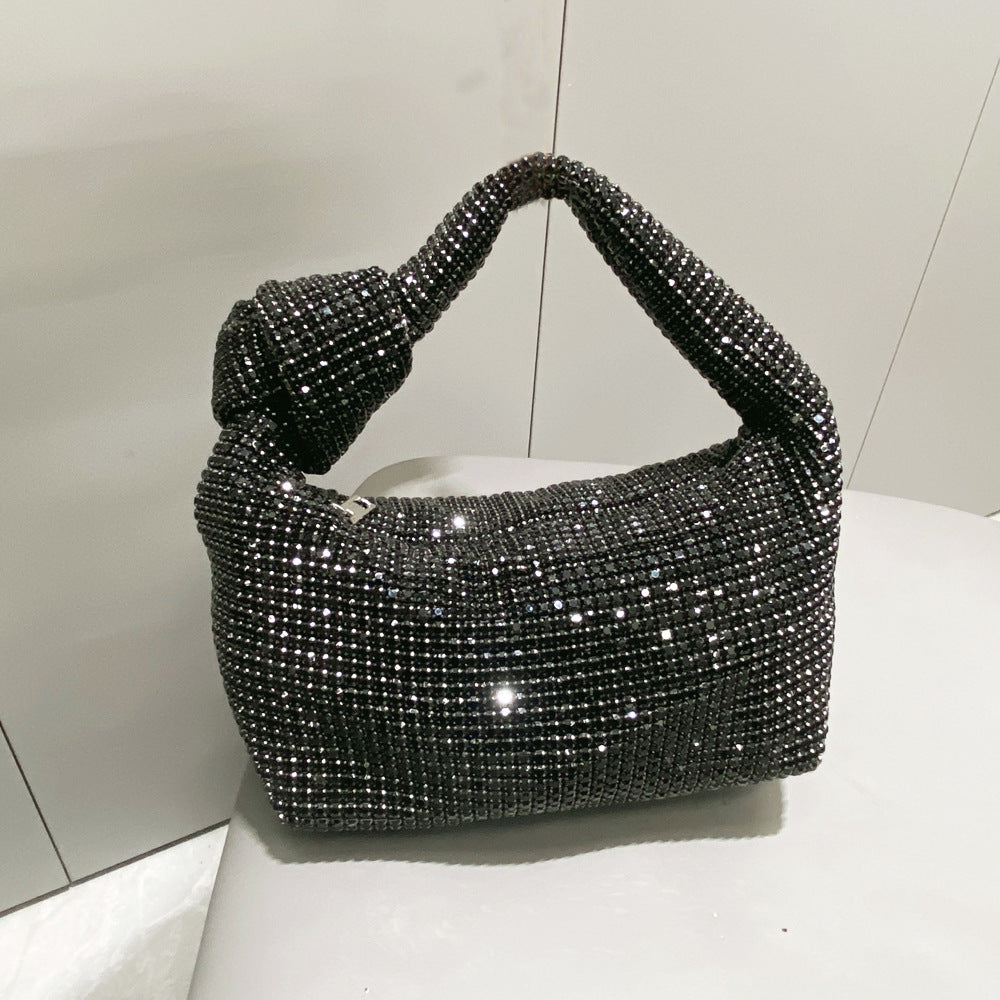 Women's Rhinestone Big Diamond Knotted Fashion Underarm Handbags