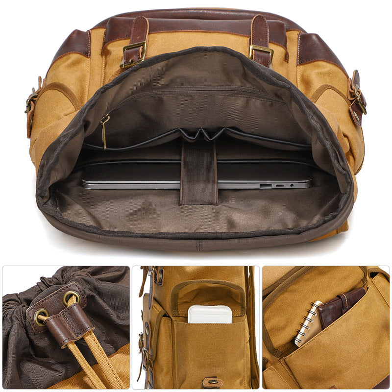 Men's Canvas Vintage Oil Wax Large Capacity Backpacks