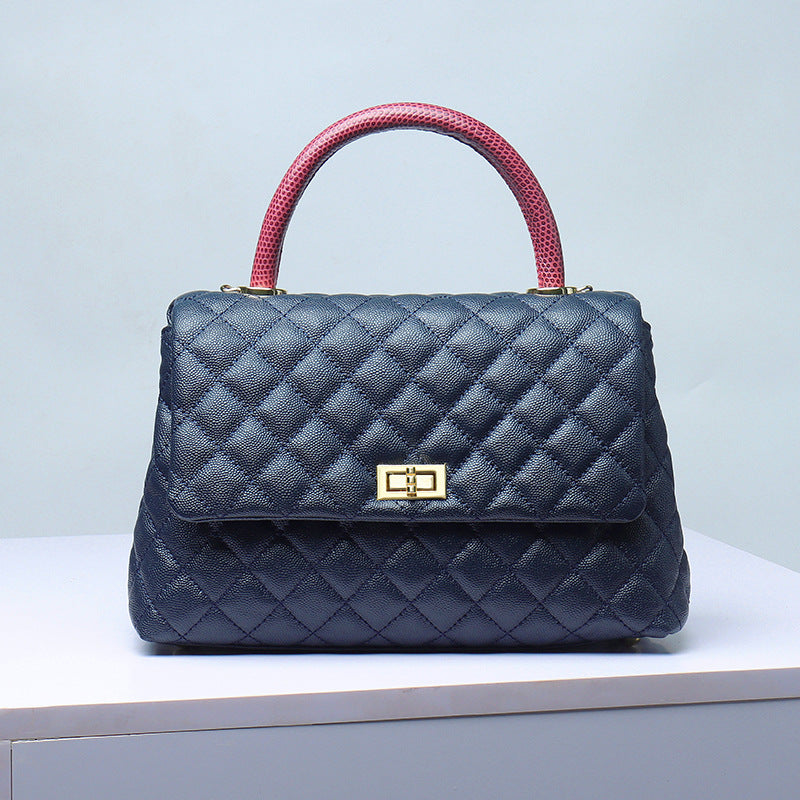 Rhombic Chain Genuine Leather Caviar Classic Style Handbags
