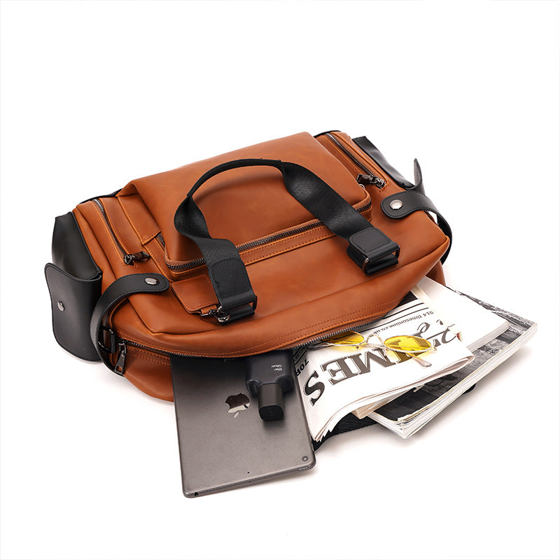 Men's Trendy Crazy Horse Leather Retro Fashion Men's Handbags