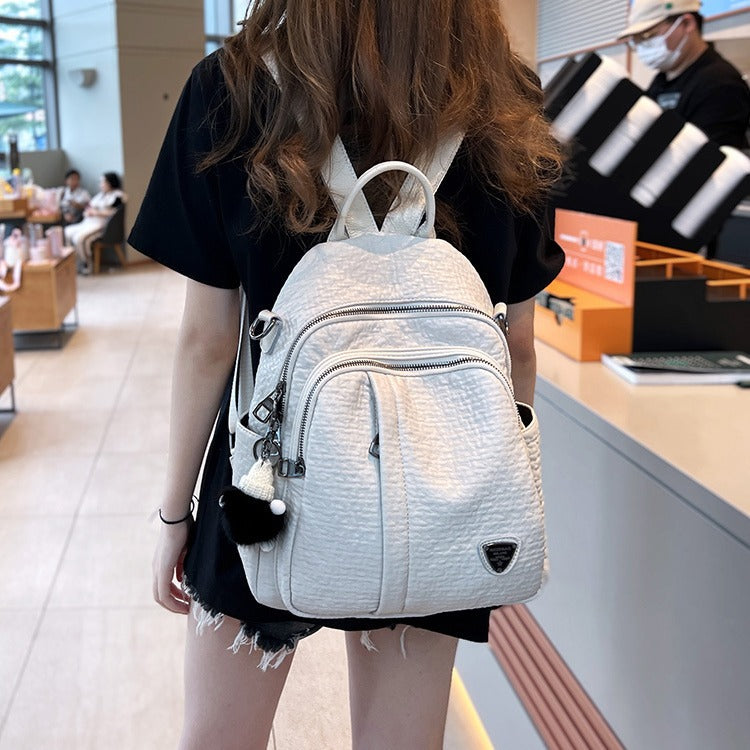 Women's White Soft Cover Leisure Fashion Backpacks