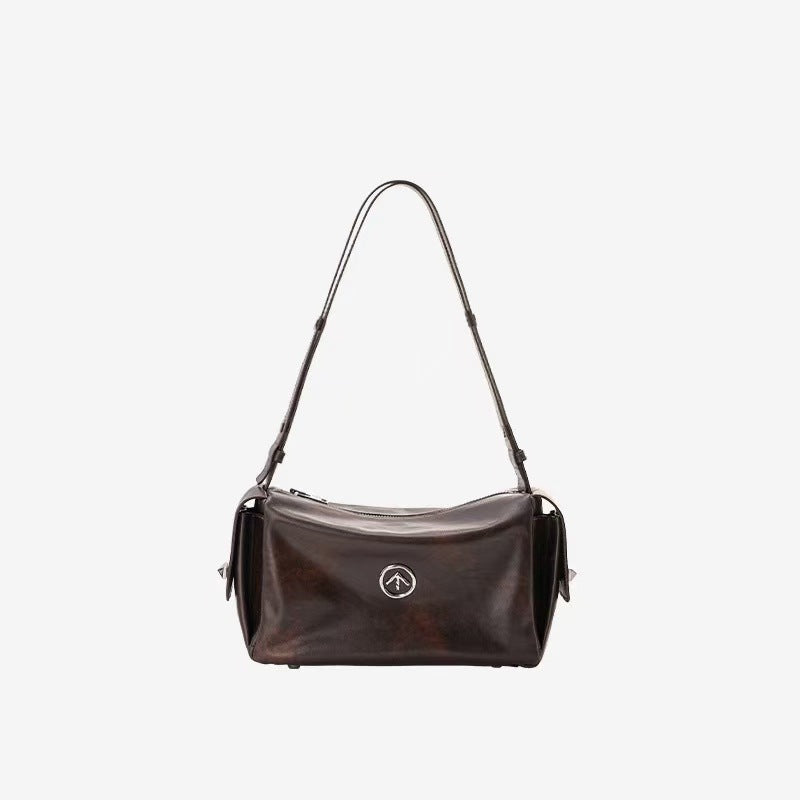 Lapel Retro Easy Matching Genuine Leather Crossbody Bags