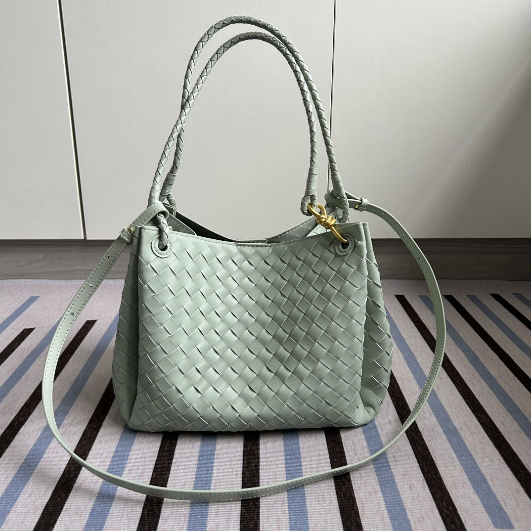 Women's Large Parachute Leather Woven Portable Vegetable Crossbody Bags
