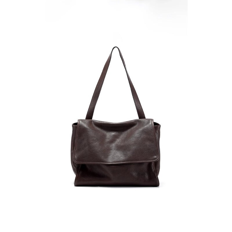 Women's Vegetable Tanning Leather Flap Large Capacity Shoulder Bags