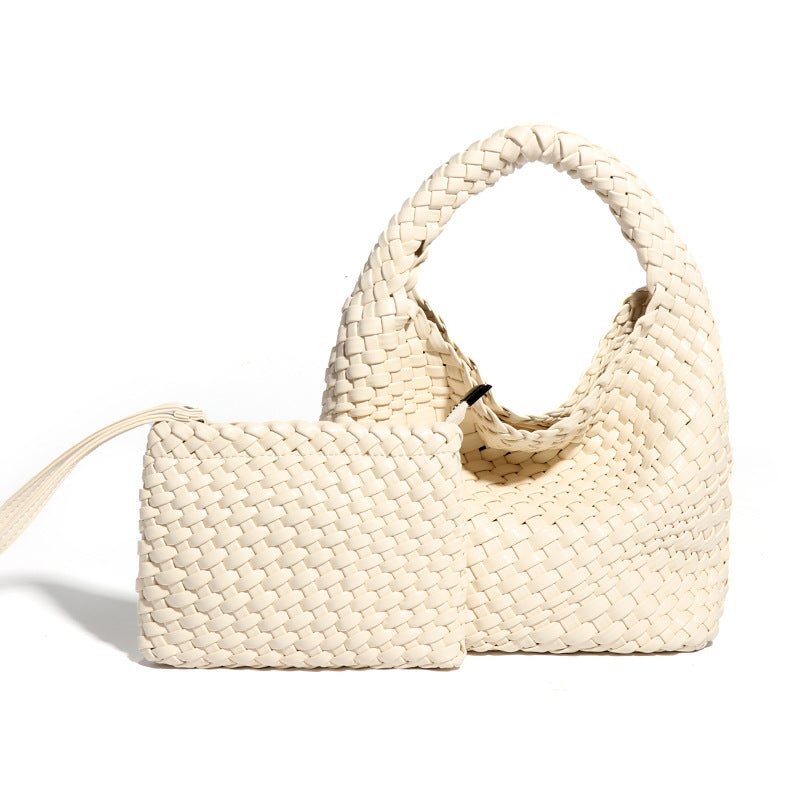 Women's Korean Style Fashionable Woven Pure Color Handbags