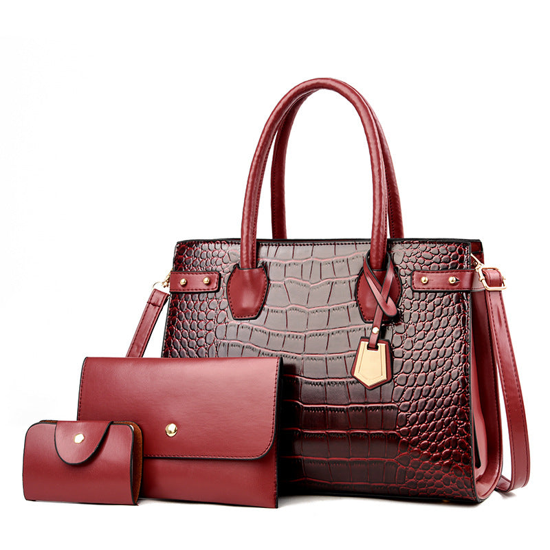 Women's Crocodile Pattern Match Sets Fashion Shoulder Bags