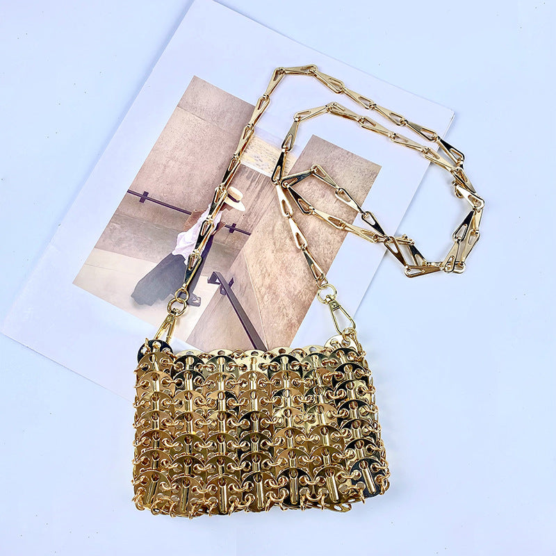 Unique Design Metal Sequins Chain Hand-woven Western Shoulder Bags