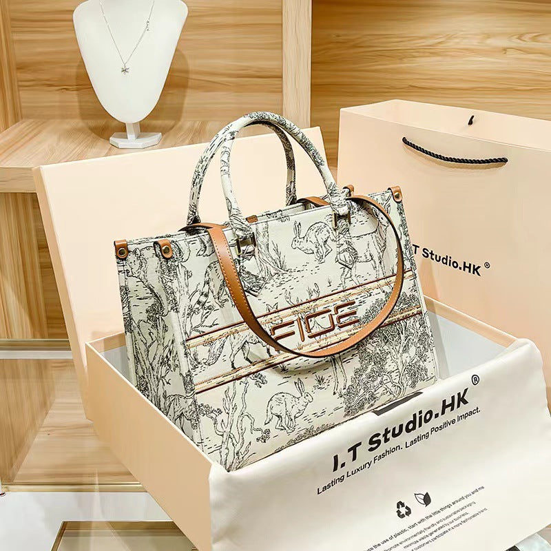 Women's Fashionable Embroidered Portable Large Special Interest Light Luxury Bags