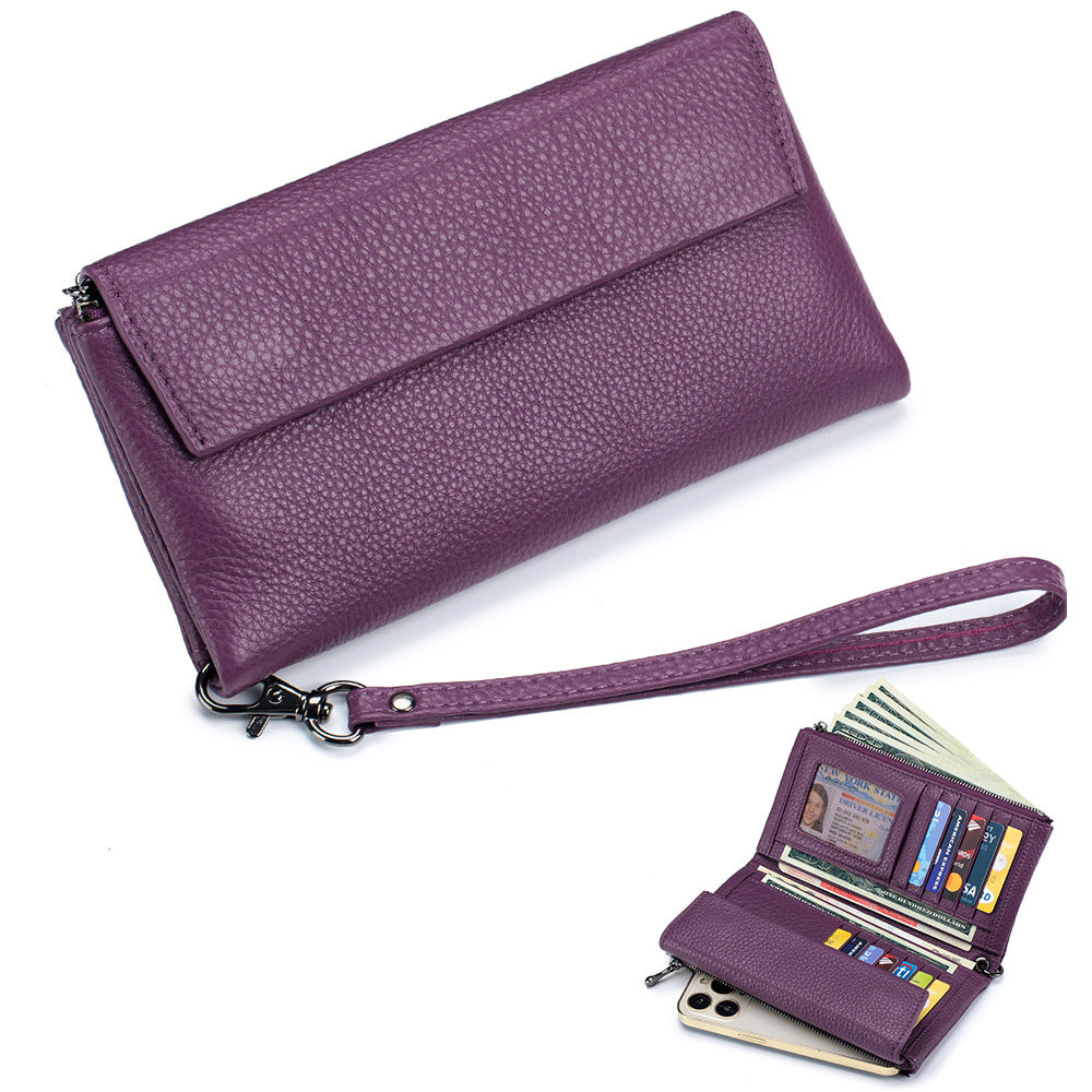 Genuine Leather Soft Long Fashionable Large Ladies Wallets