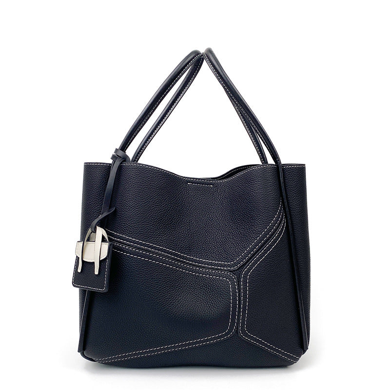 Women's Genuine Leather Design Stitching Fashion Commuter Shoulder Bags