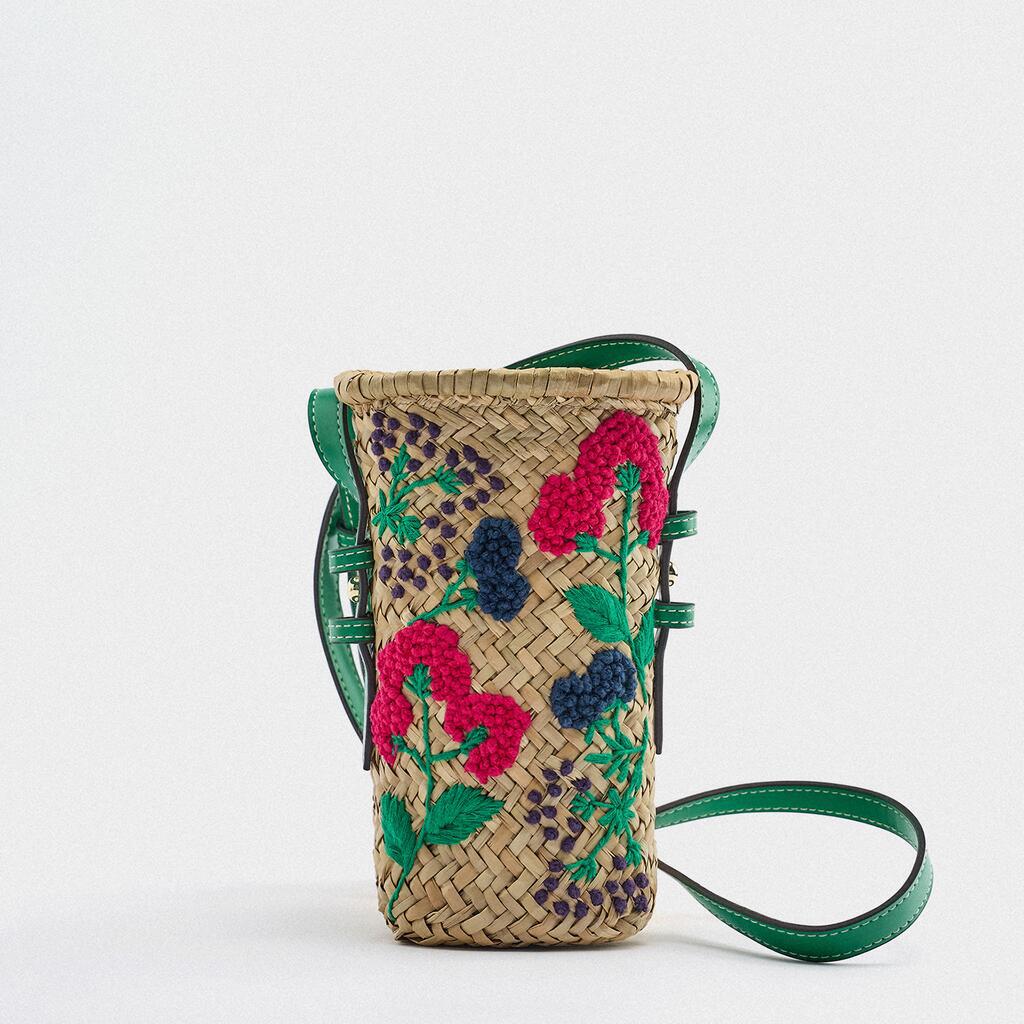 Women's Beige Embroidered Kettle Outing Green Water Handbags