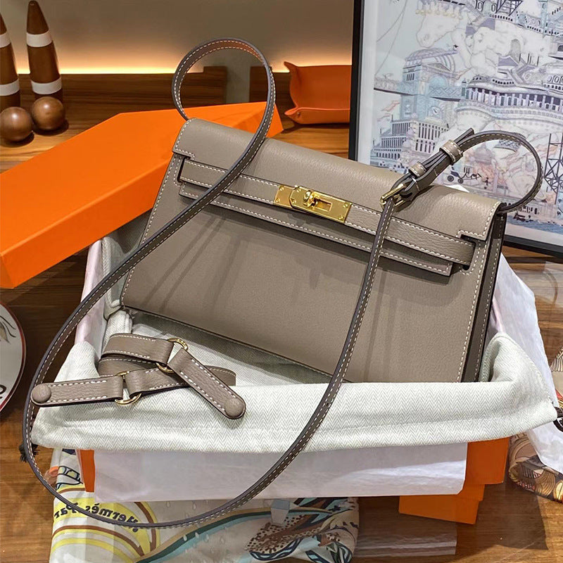 Women's Kelly Underarm Leather Goat Pattern Niche Shoulder Bags