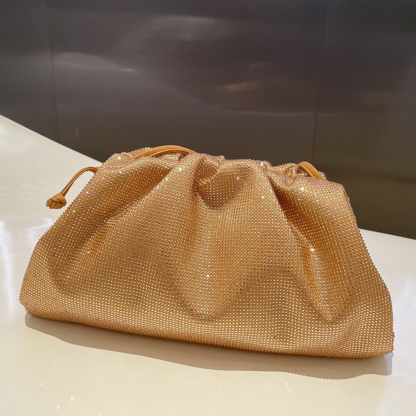 Women's Water Bright Crystal Cloud Fashion Commuter Pleated Crossbody Bags