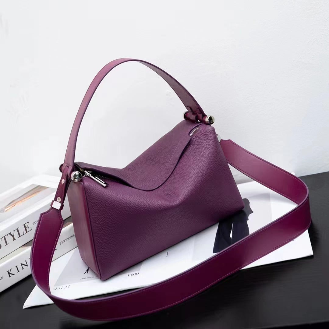 Women's First Layer Cowhide Underarm Genuine Leather Jade Crossbody Bags