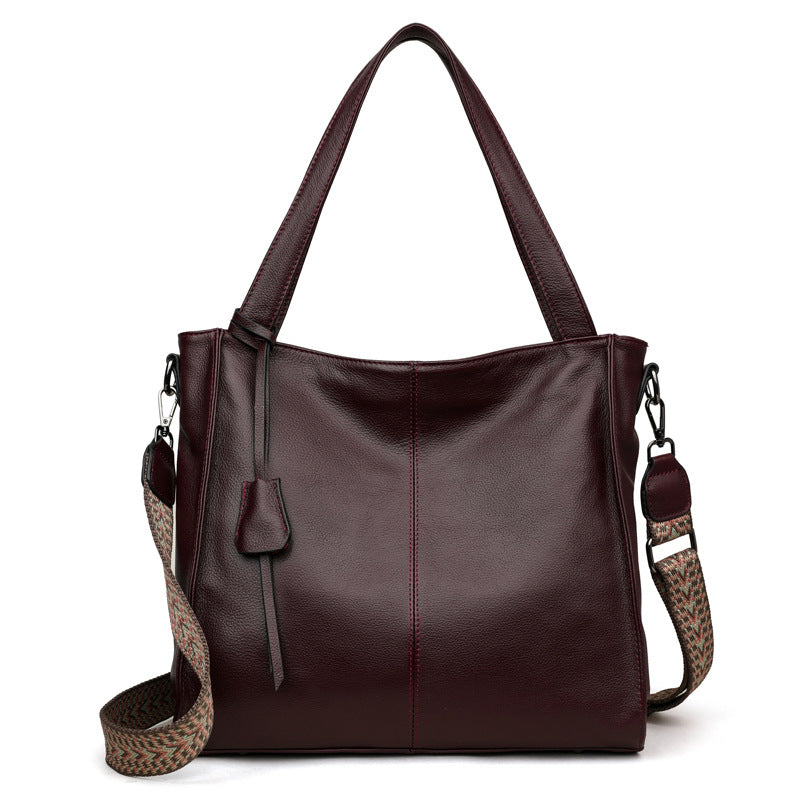 Women's Genuine Leather Large Capacity Commuter Wide Shoulder Bags