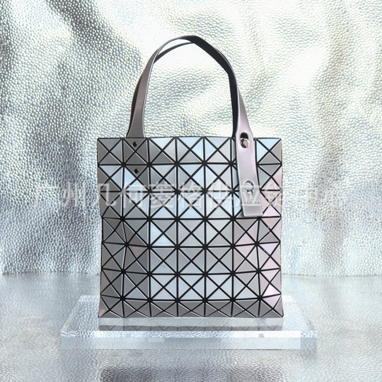 Women's Rhombus Plaid Color Matching Mirror Solid Handbags