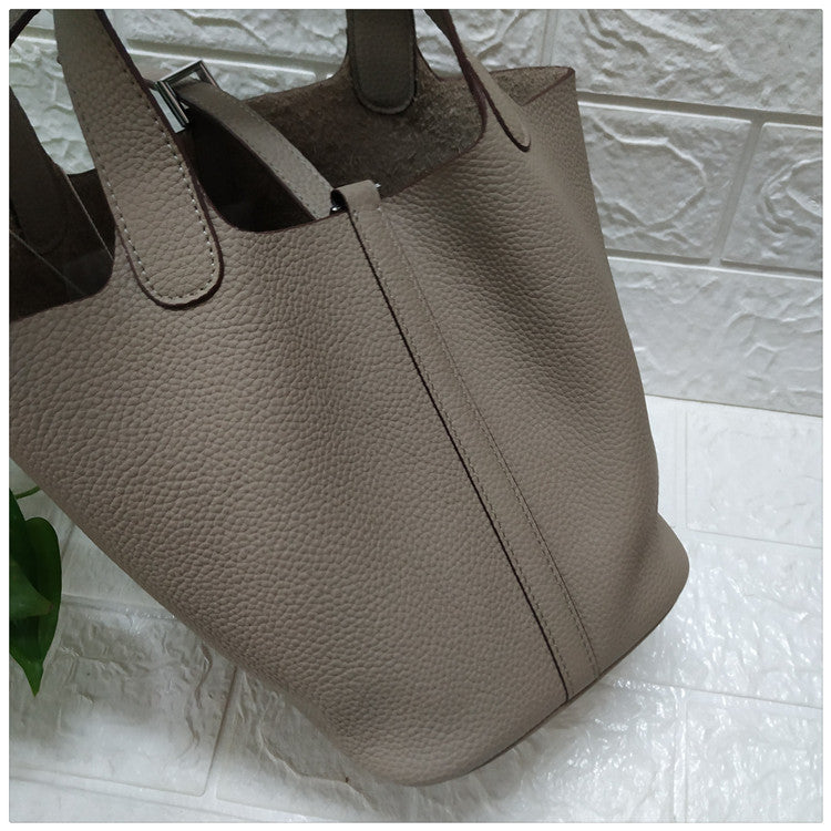 Women's Basket First Layer Cowhide Leather Sheath Handbags