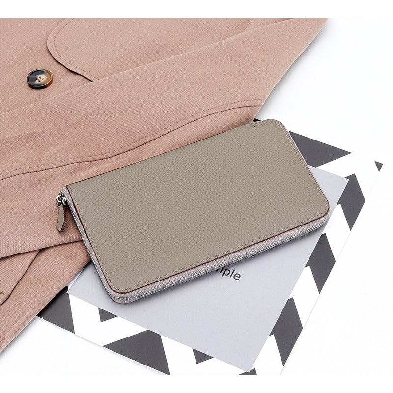Long Genuine Leather Zipper Large Capacity Ladies Wallets
