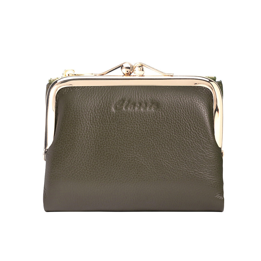 Women's Short Chic Genuine Leather Litchi Pattern Ladies Wallets