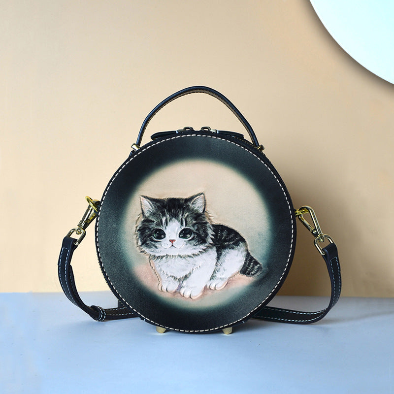 Women's Leatherworker Summer Round Design Sense Niche Crossbody Bags