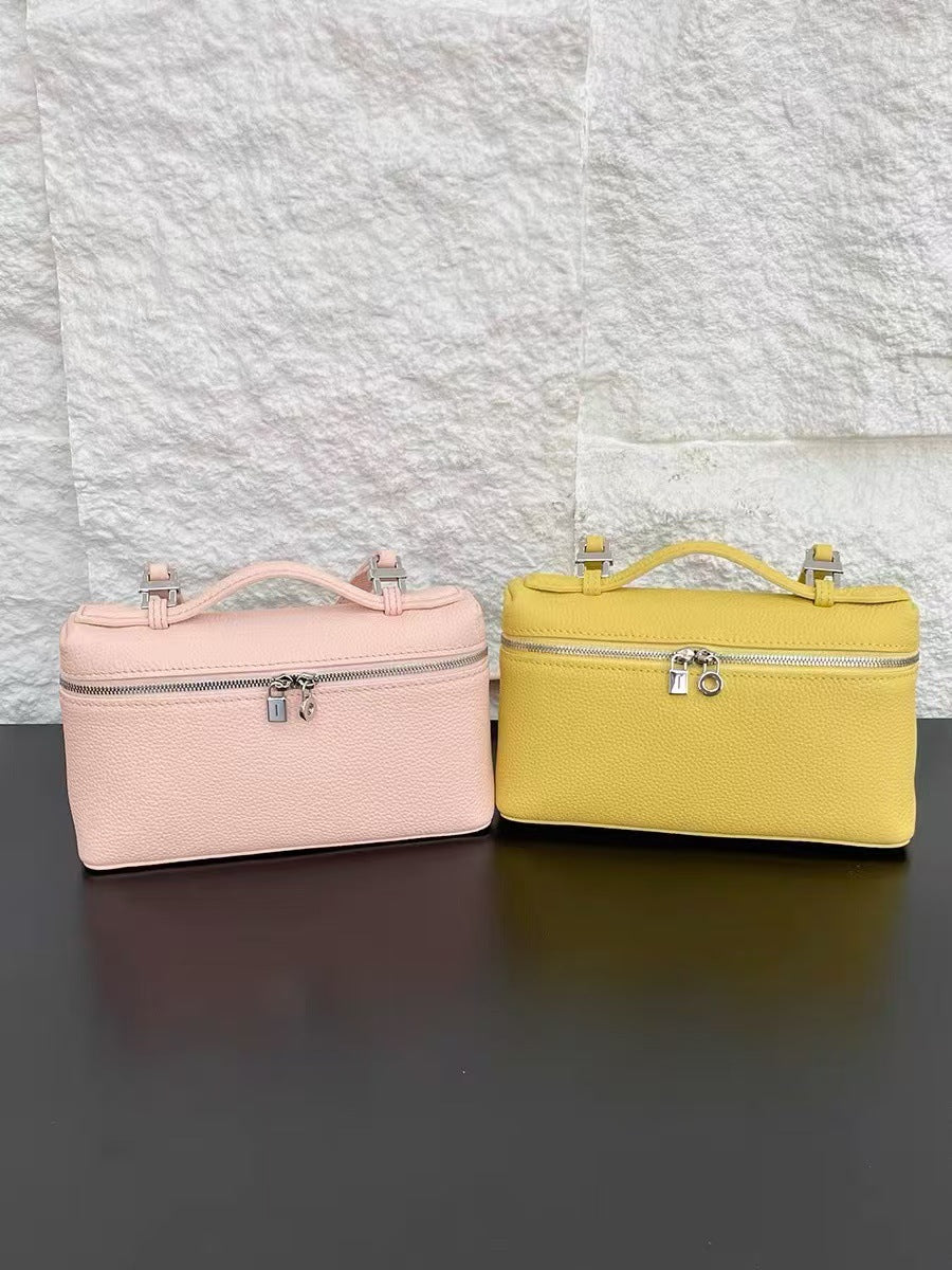 Women's First Layer Cowhide Lunch Box Portable Crossbody Bags