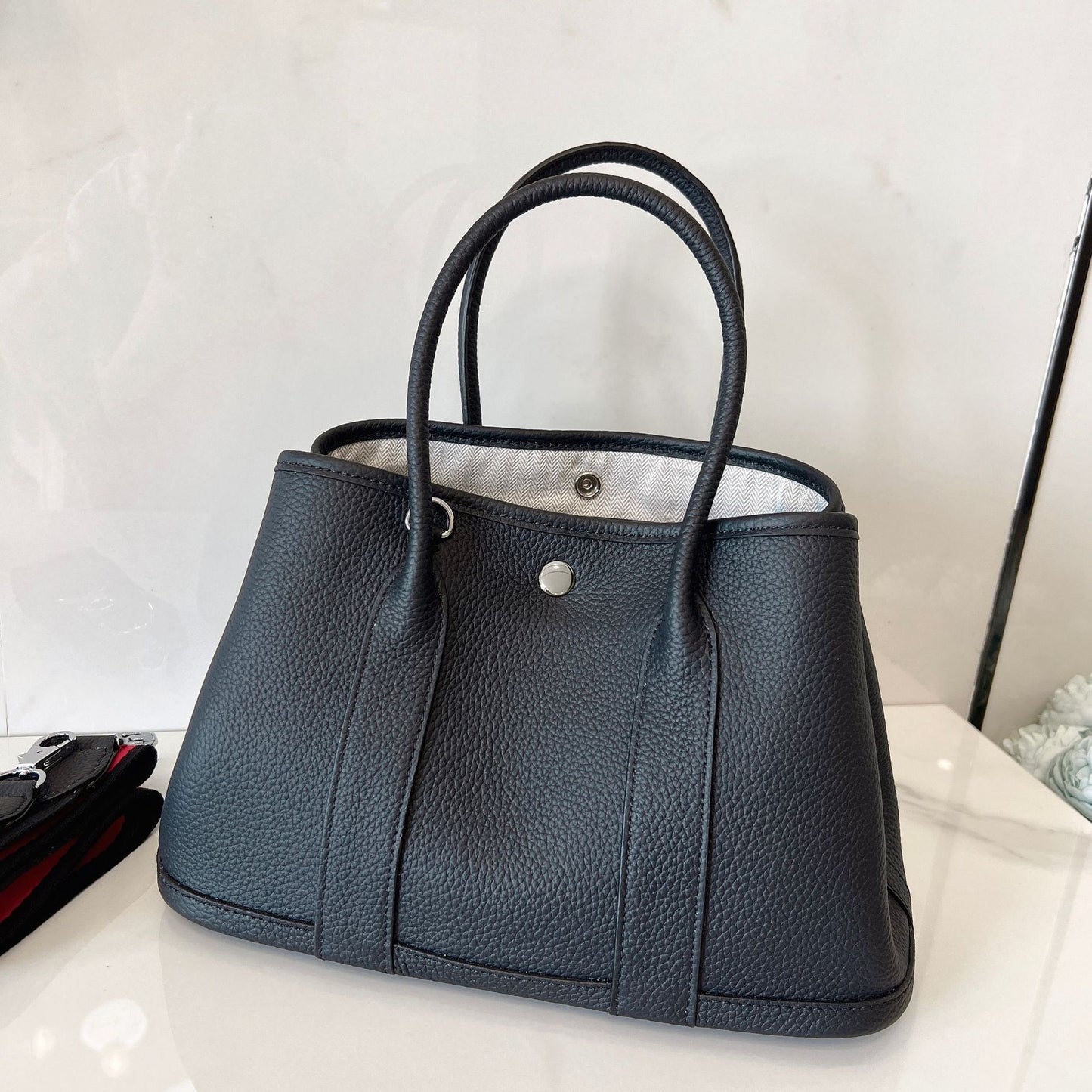 Women's Leather Litchi Pattern First Layer Large Handbags