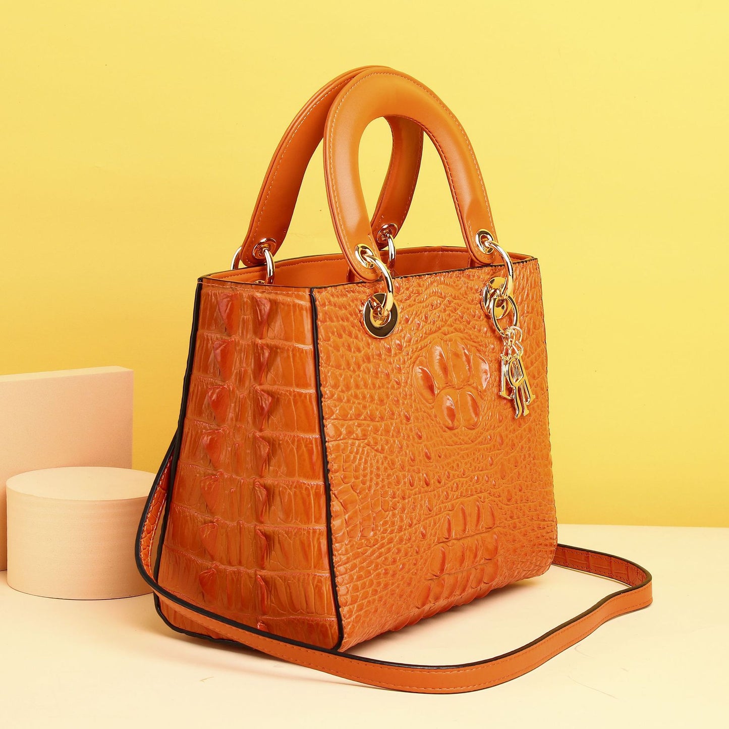 Women's Crocodile Fishbone Pattern Diana Classic Fashion Handbags