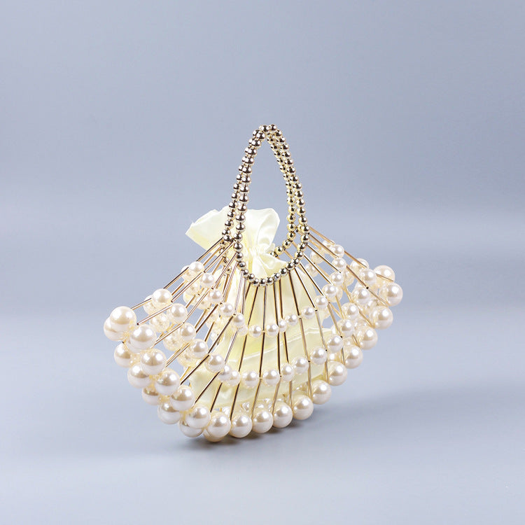 Women's Tube Beaded Fan-shaped Dinner Clutch Hand-woven Handbags