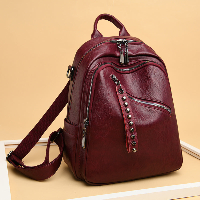 Women's Leather Shiralee Korean Fashion Soft Multifunctional Backpacks