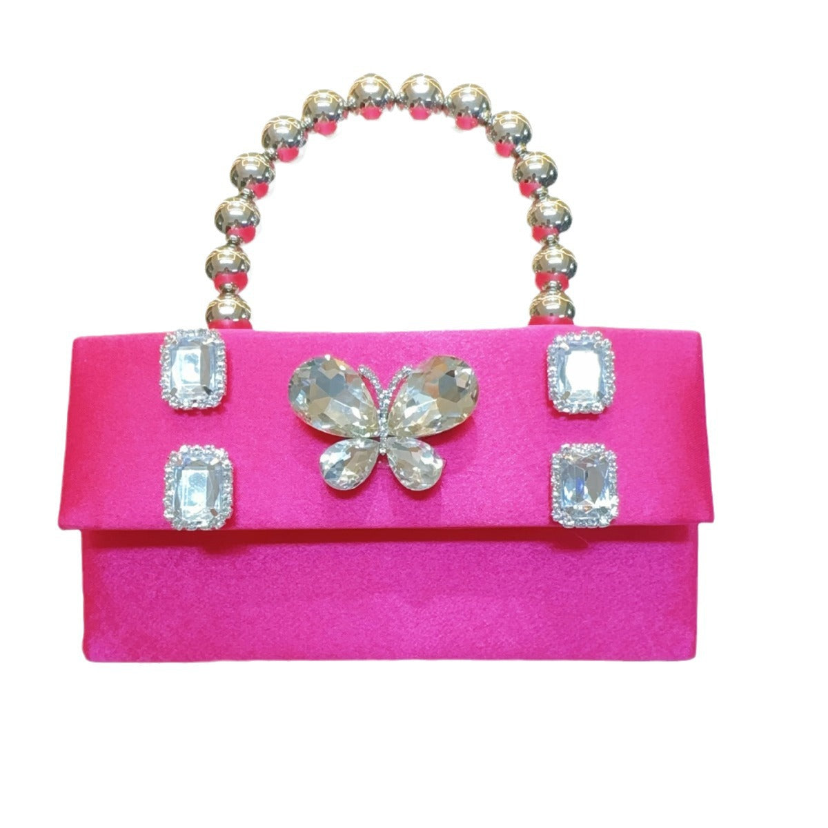 Butterfly Rhinestone Banquet Silk Satin Dinner Small Square Bags