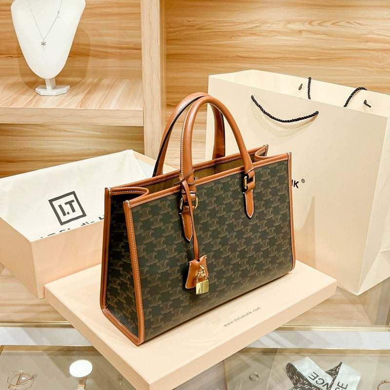 Women's Leather Trendy Large Capacity Commuter Portable Handbags