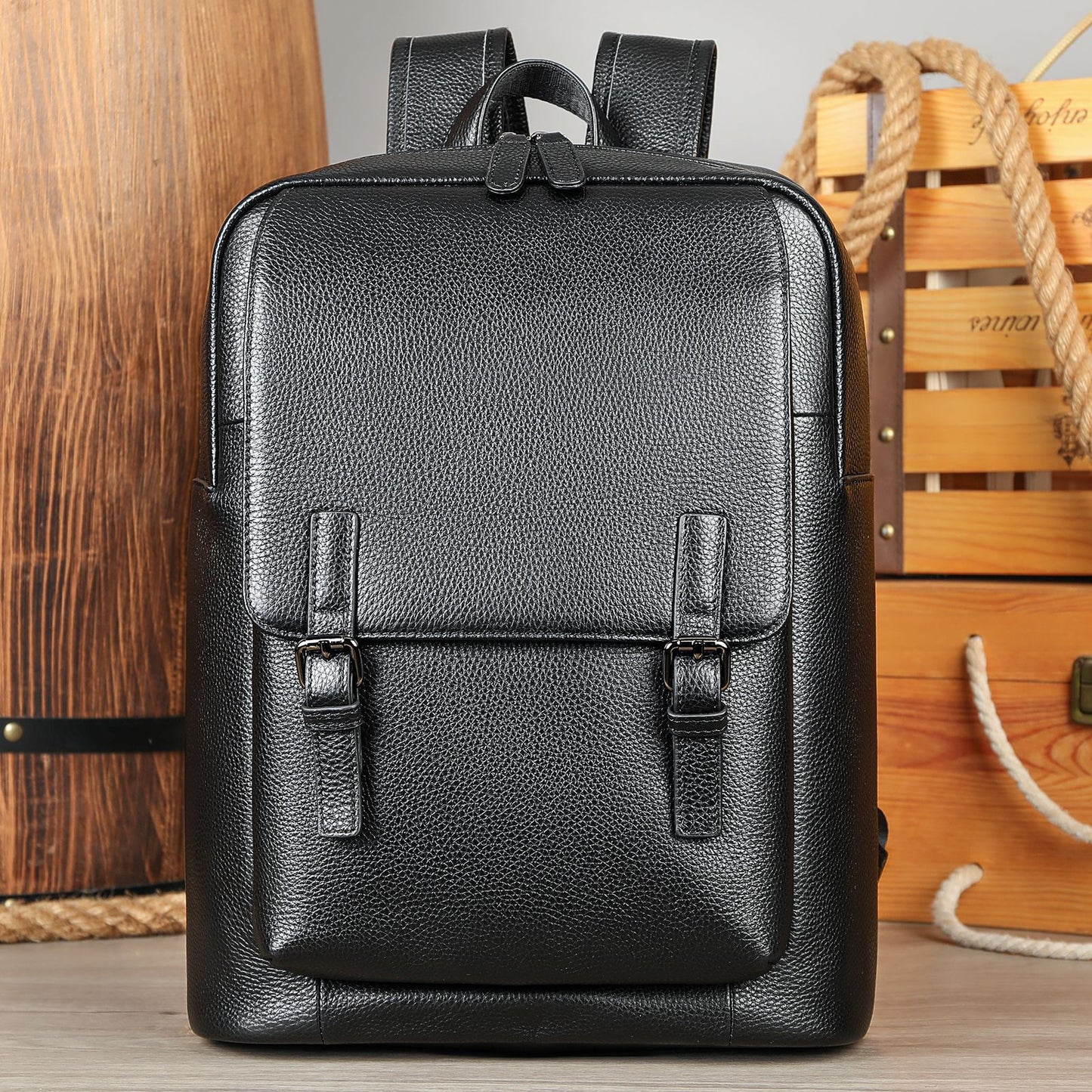 Men's First Layer Cowhide Vegetable Tanned Hand-rub Backpacks