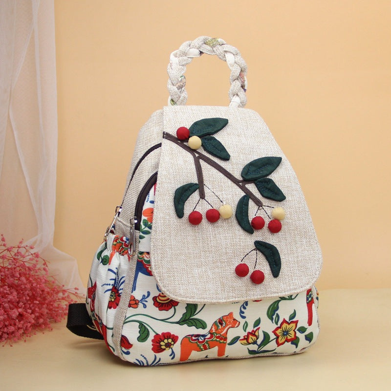 Style Cherry Three-dimensional Artistic Pastoral Fashion Backpacks