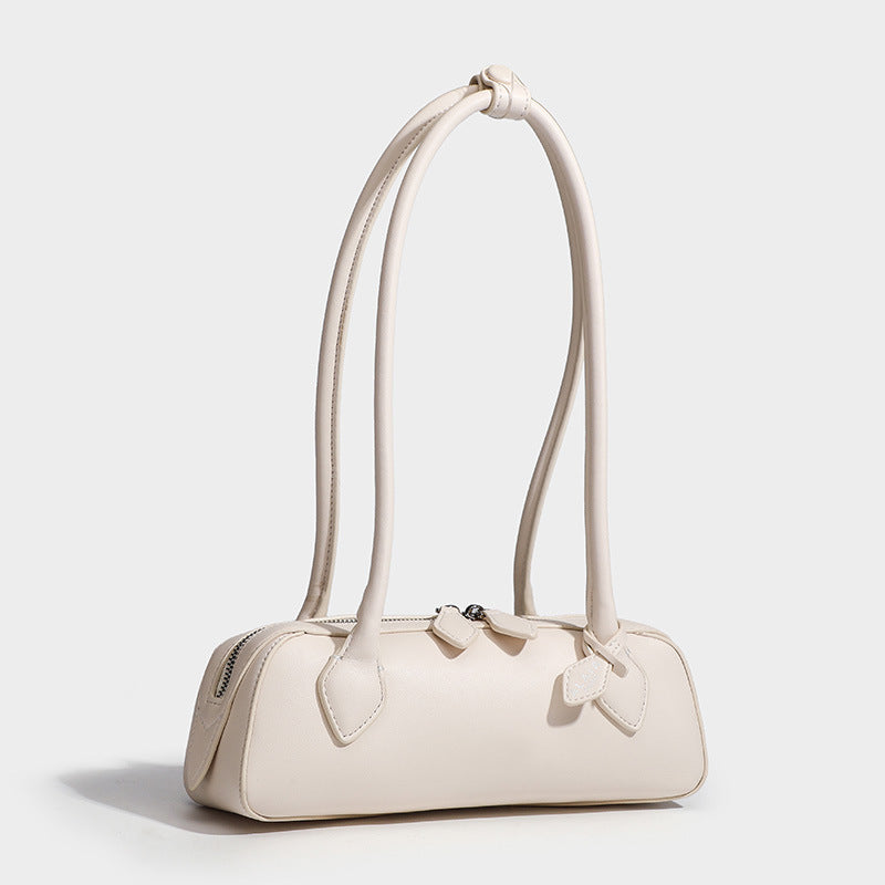Women's Cowhide French Style Sausage Retro Underarm High Shoulder Bags